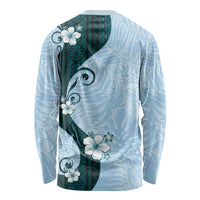 Polynesia Hibiscus Long Sleeve Shirt Sky Blue Curve Motif LT05 - Polynesian Pride