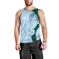 Polynesia Hibiscus Men Tank Top Sky Blue Curve Motif LT05 - Polynesian Pride