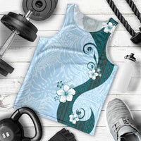 Polynesia Hibiscus Men Tank Top Sky Blue Curve Motif LT05 - Polynesian Pride