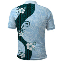 Polynesia Hibiscus Polo Shirt Sky Blue Curve Motif LT05 - Polynesian Pride