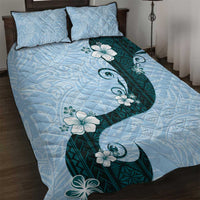 Polynesia Hibiscus Quilt Bed Set Sky Blue Curve Motif LT05 Blue - Polynesian Pride