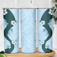 Polynesia Hibiscus Skinny Tumbler Sky Blue Curve Motif LT05 - Polynesian Pride