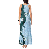 Polynesia Hibiscus Tank Maxi Dress Sky Blue Curve Motif LT05 - Polynesian Pride