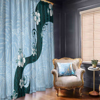 Polynesia Hibiscus Window Curtain Sky Blue Curve Motif LT05 - Polynesian Pride