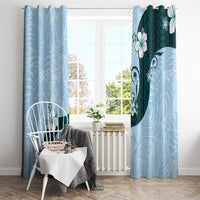 Polynesia Hibiscus Window Curtain Sky Blue Curve Motif LT05 - Polynesian Pride