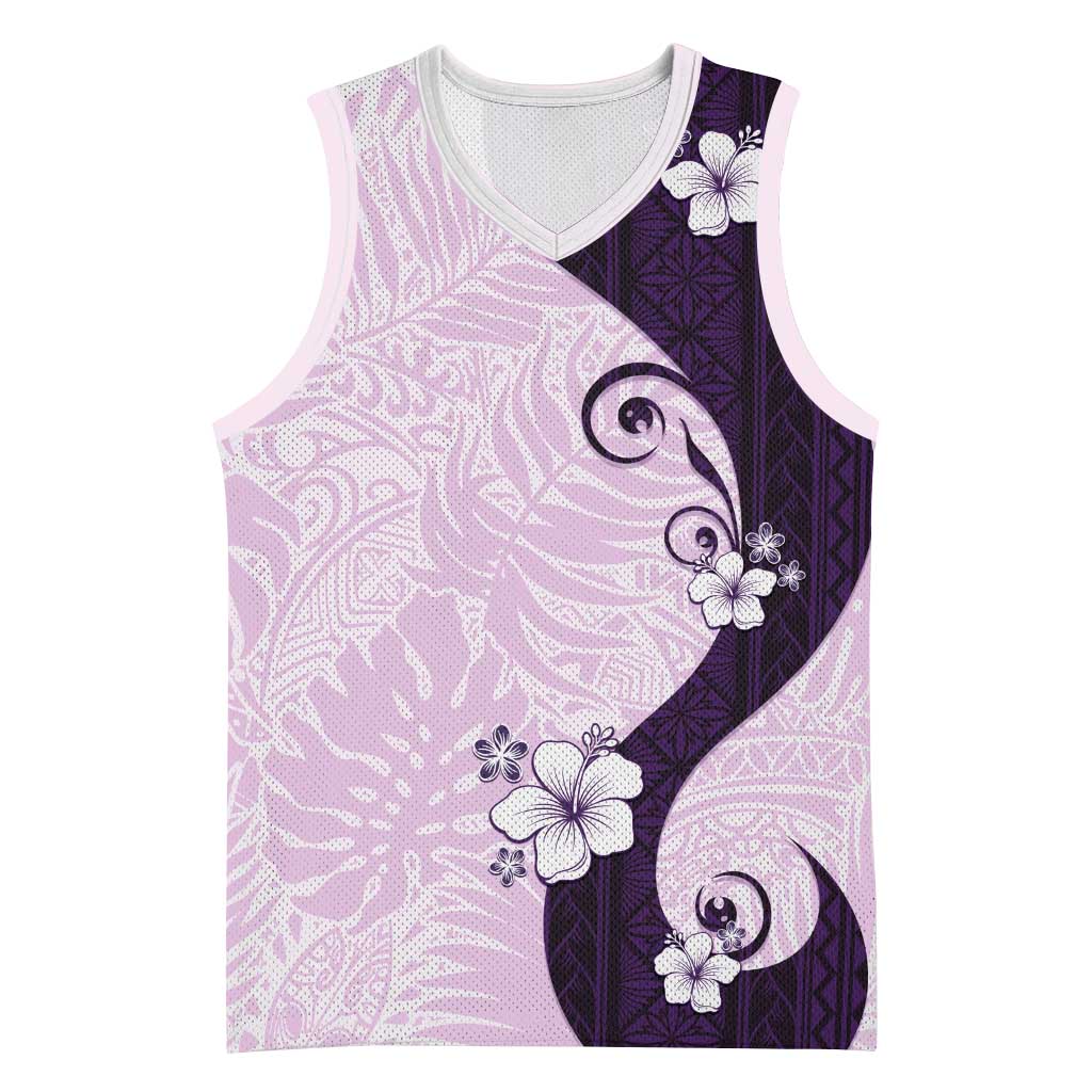Polynesia Hibiscus Basketball Jersey Thistle Curve Motif LT05 Unisex Purple - Polynesian Pride