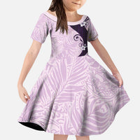 Polynesia Hibiscus Kid Short Sleeve Dress Thistle Curve Motif LT05 KID Purple - Polynesian Pride