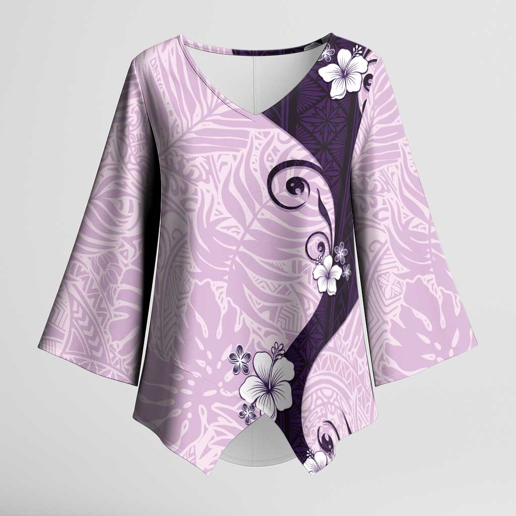 Polynesia Hibiscus Kimono Sleeve Blouse Thistle Curve Motif LT05 Female Purple - Polynesian Pride