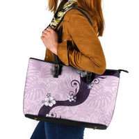 Polynesia Hibiscus Leather Tote Bag Thistle Curve Motif LT05 Purple - Polynesian Pride