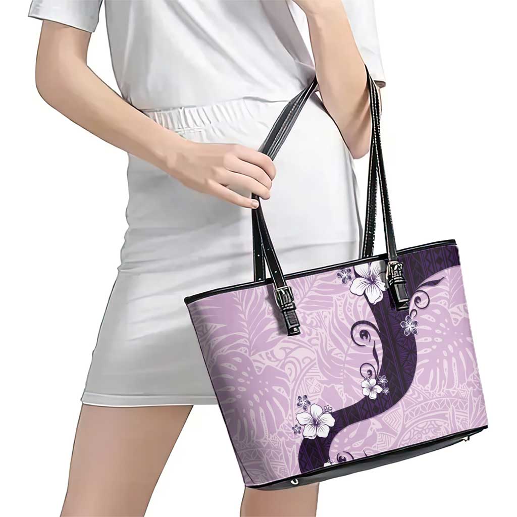 Polynesia Hibiscus Leather Tote Bag Thistle Curve Motif LT05 - Polynesian Pride