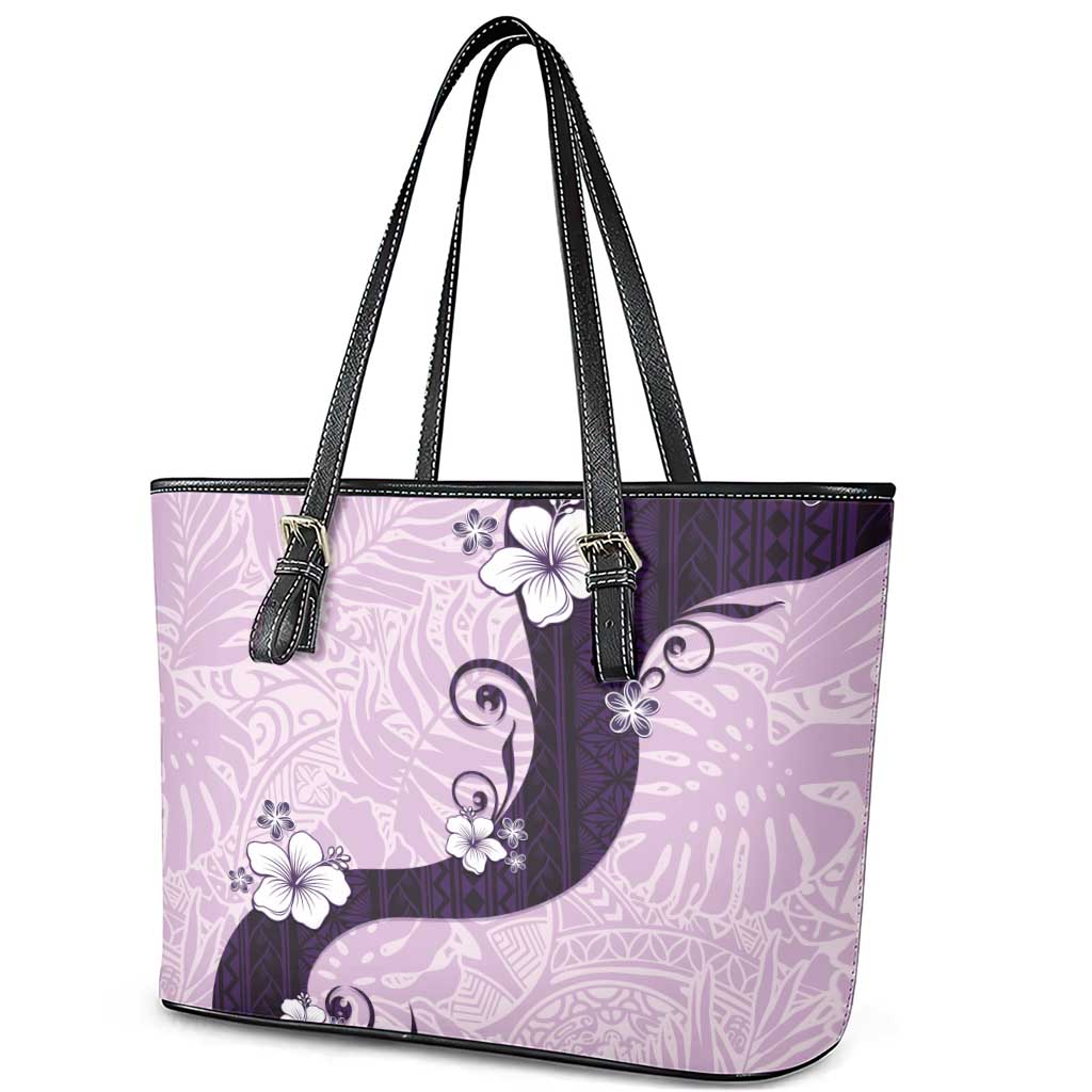 Polynesia Hibiscus Leather Tote Bag Thistle Curve Motif LT05 - Polynesian Pride