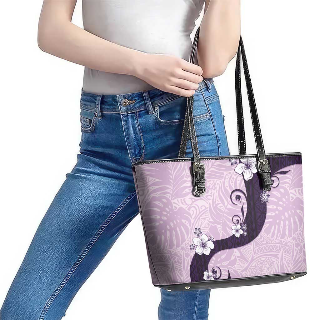 Polynesia Hibiscus Leather Tote Bag Thistle Curve Motif LT05 - Polynesian Pride