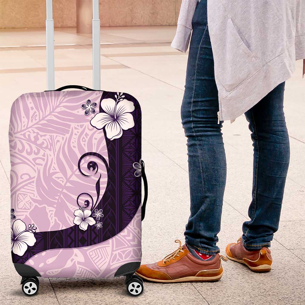 Polynesia Hibiscus Luggage Cover Thistle Curve Motif LT05 Purple - Polynesian Pride