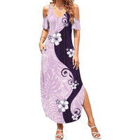 Polynesia Hibiscus Summer Maxi Dress Thistle Curve Motif LT05 Women Purple - Polynesian Pride