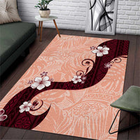 Polynesia Hibiscus Area Rug Rose Bud Curve Motif LT05 Red - Polynesian Pride