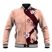 Polynesia Hibiscus Baseball Jacket Rose Bud Curve Motif LT05 Unisex Red - Polynesian Pride