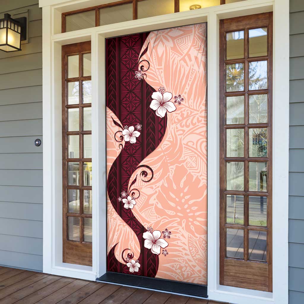 Polynesia Hibiscus Door Cover Rose Bud Curve Motif LT05 - Polynesian Pride