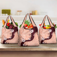 Polynesia Hibiscus Grocery Bag Rose Bud Curve Motif LT05 3-pack One Size Red - Polynesian Pride