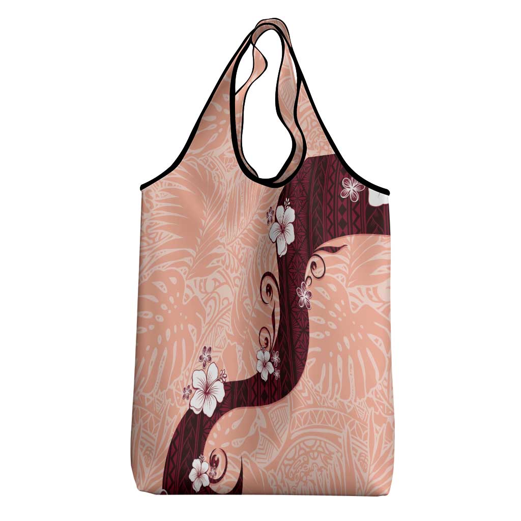 Polynesia Hibiscus Grocery Bag Rose Bud Curve Motif LT05 - Polynesian Pride