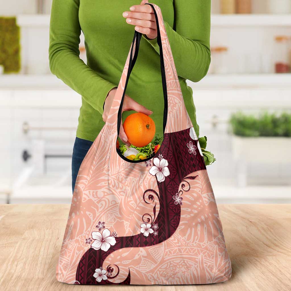 Polynesia Hibiscus Grocery Bag Rose Bud Curve Motif LT05 - Polynesian Pride