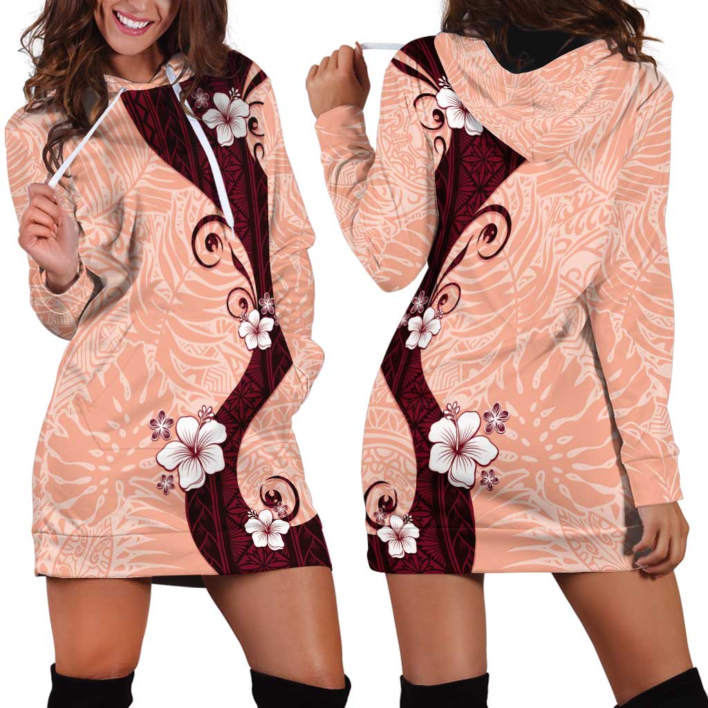 Polynesia Hibiscus Hoodie Dress Rose Bud Curve Motif LT05 - Polynesian Pride