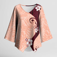 Polynesia Hibiscus Kimono Sleeve Blouse Rose Bud Curve Motif LT05 Female Red - Polynesian Pride
