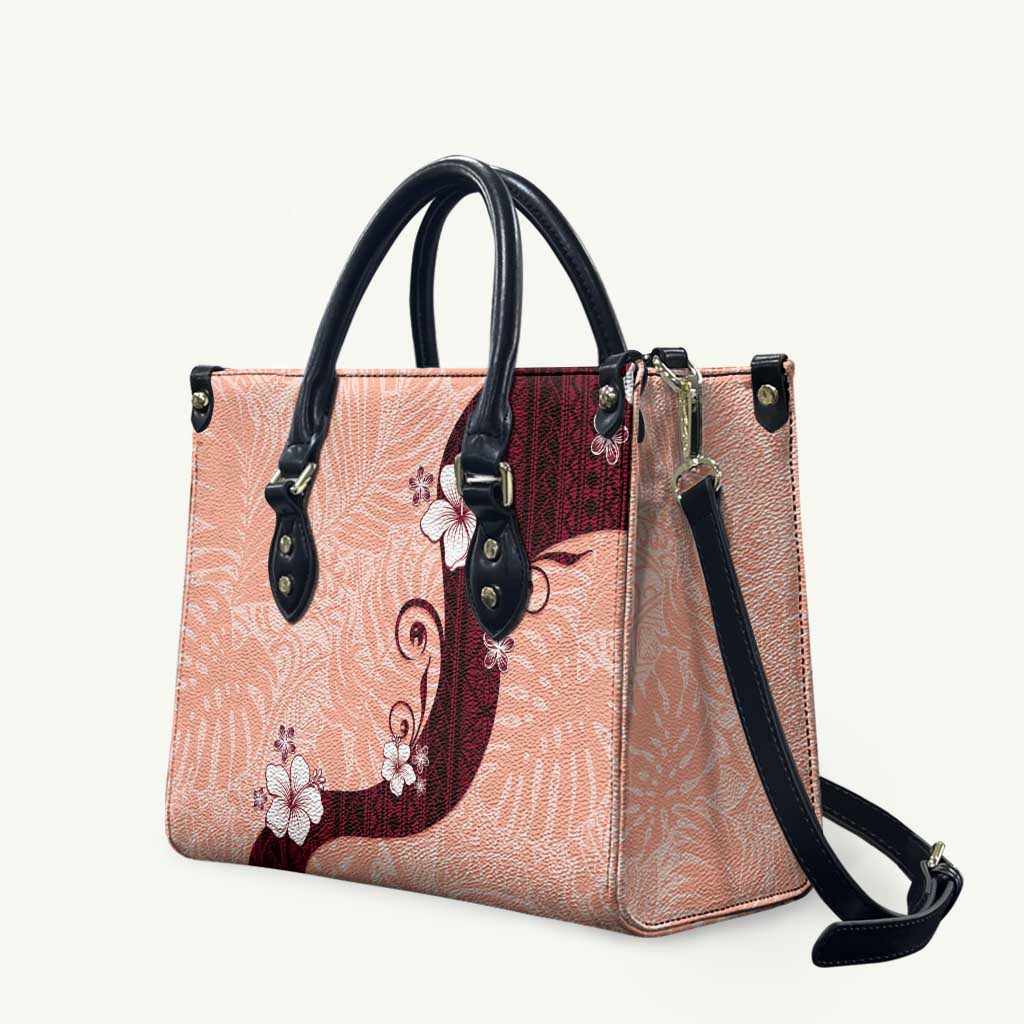 Polynesia Hibiscus Leather Bag Rose Bud Curve Motif LT05 Red - Polynesian Pride