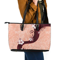 Polynesia Hibiscus Leather Tote Bag Rose Bud Curve Motif LT05 - Polynesian Pride