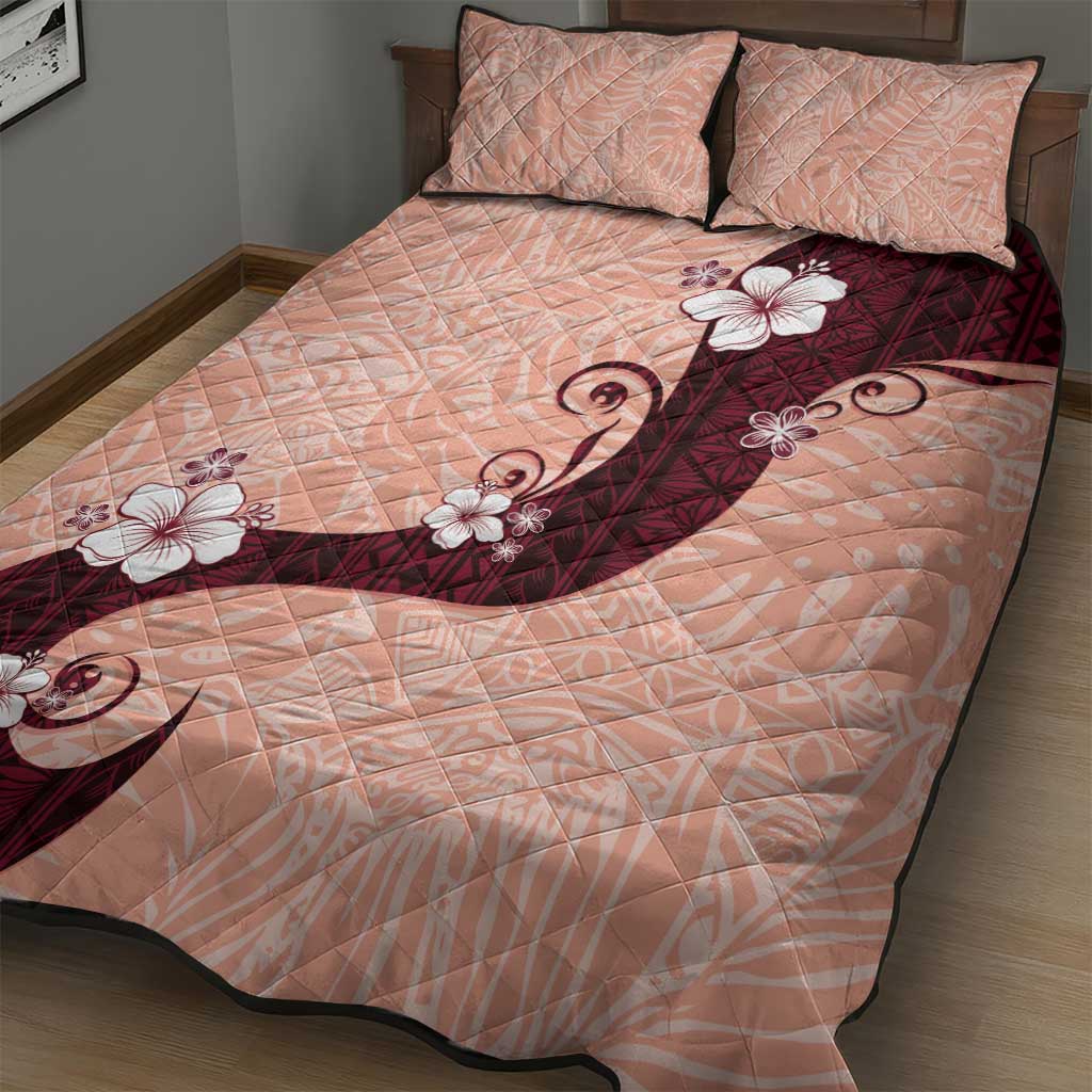 Polynesia Hibiscus Quilt Bed Set Rose Bud Curve Motif LT05 - Polynesian Pride