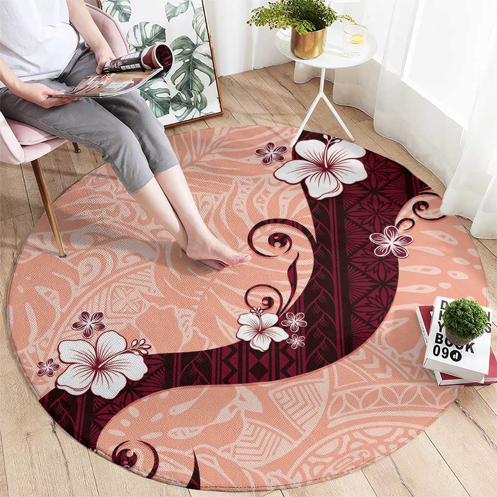 Polynesia Hibiscus Round Carpet Rose Bud Curve Motif LT05 - Polynesian Pride