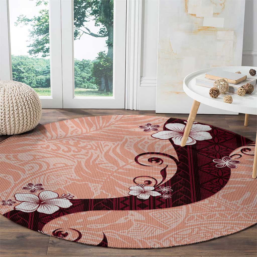 Polynesia Hibiscus Round Carpet Rose Bud Curve Motif LT05 - Polynesian Pride