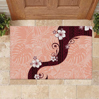 Polynesia Hibiscus Rubber Doormat Rose Bud Curve Motif LT05 Red - Polynesian Pride