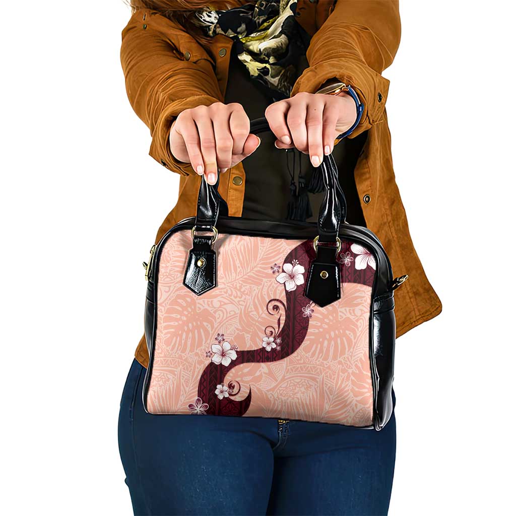 Polynesia Hibiscus Shoulder Handbag Rose Bud Curve Motif LT05 One Size Red - Polynesian Pride