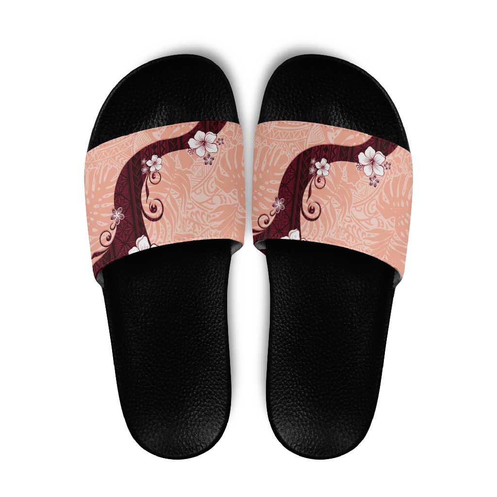 Polynesia Hibiscus Slide Sandals Rose Bud Curve Motif LT05 Red - Polynesian Pride