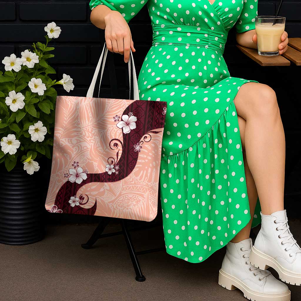 Polynesia Hibiscus Tote Bag Rose Bud Curve Motif LT05 - Polynesian Pride