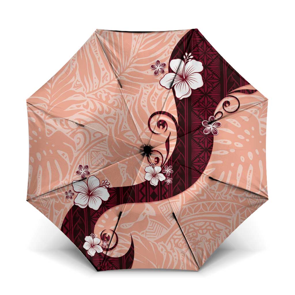 Polynesia Hibiscus Umbrella Rose Bud Curve Motif LT05 One Size Folded 11.42 inch Opened Diameter 37.4 inch Red - Polynesian Pride