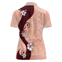 Polynesia Hibiscus Women Polo Shirt Rose Bud Curve Motif LT05 - Polynesian Pride