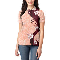 Polynesia Hibiscus Women Polo Shirt Rose Bud Curve Motif LT05 - Polynesian Pride