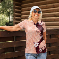 Polynesia Hibiscus Women Polo Shirt Rose Bud Curve Motif LT05 - Polynesian Pride