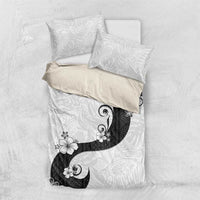 Polynesia Hibiscus Bedding Set White Curve Motif LT05 US Twin 172cm x 218cm White - Polynesian Pride
