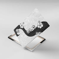 Polynesia Hibiscus Canvas Wall Art White Curve Motif LT05 With Frame White - Polynesian Pride