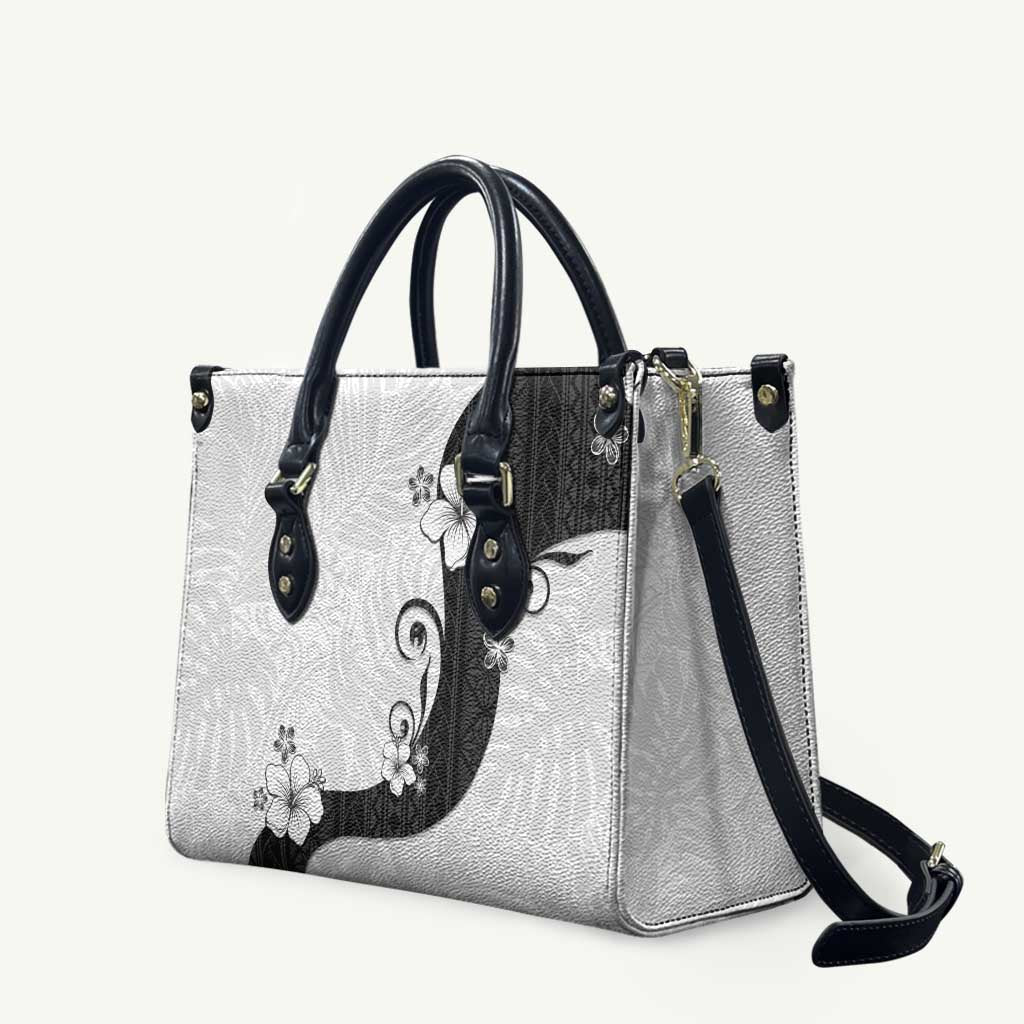 Polynesia Hibiscus Leather Bag White Curve Motif LT05 White - Polynesian Pride