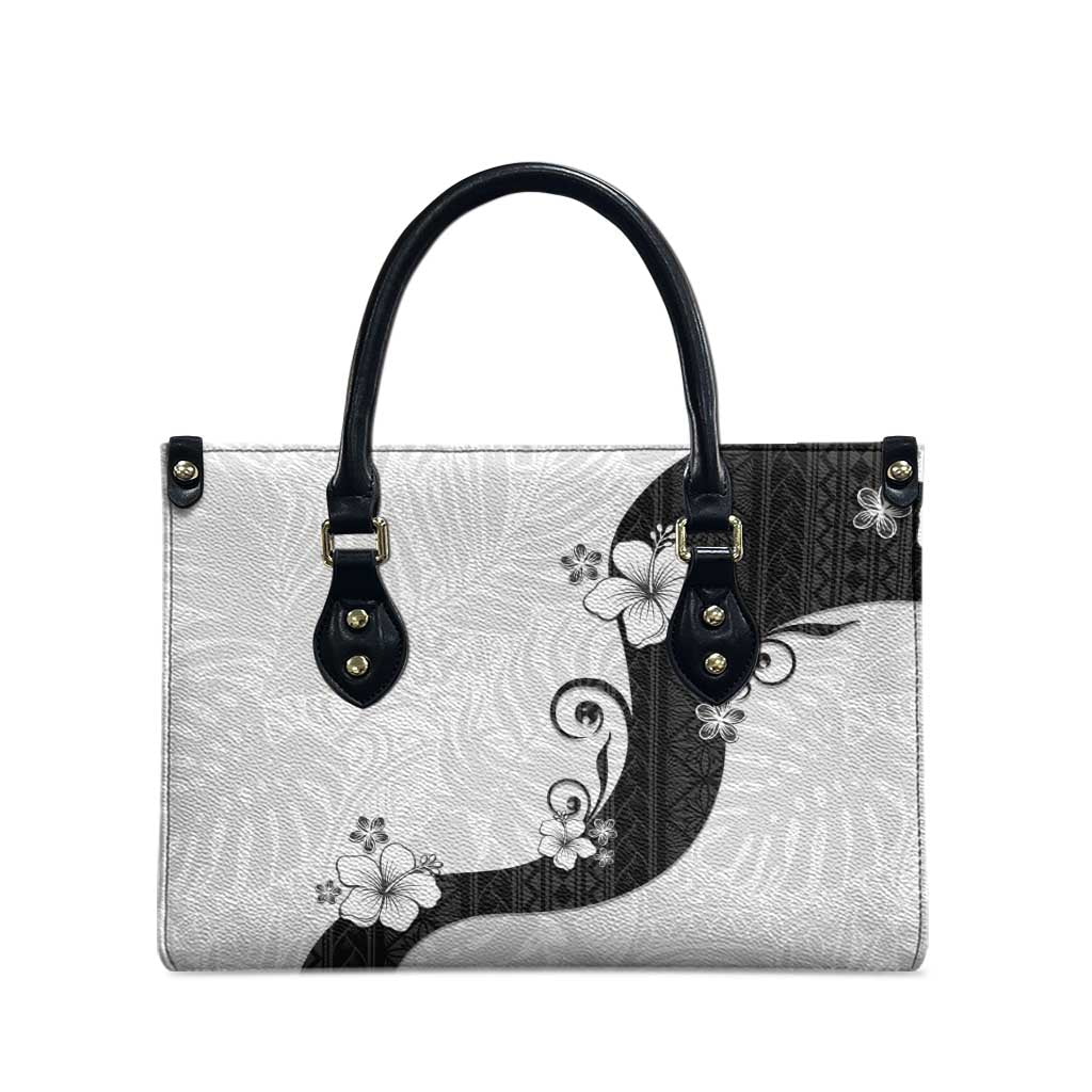 Polynesia Hibiscus Leather Bag White Curve Motif LT05 - Polynesian Pride