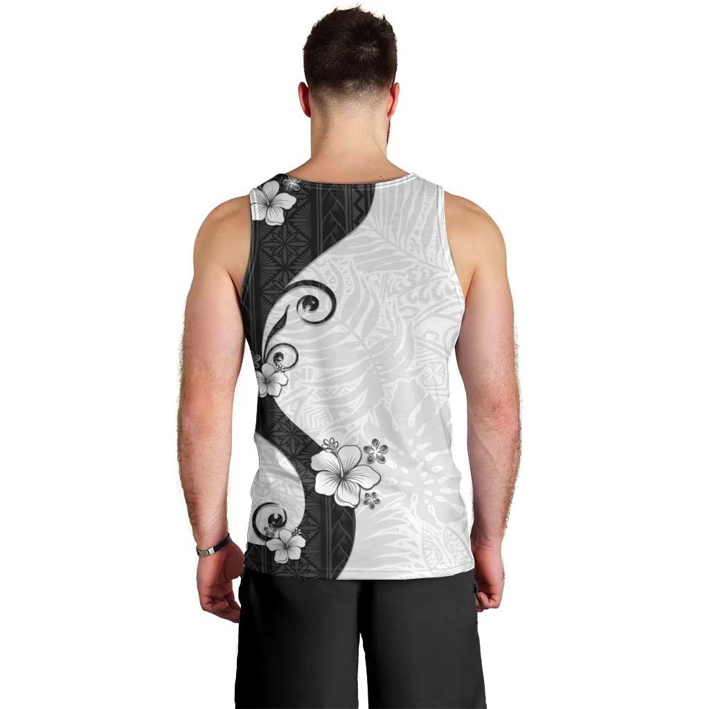 Polynesia Hibiscus Men Tank Top White Curve Motif LT05 - Polynesian Pride