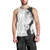 Polynesia Hibiscus Men Tank Top White Curve Motif LT05 - Polynesian Pride