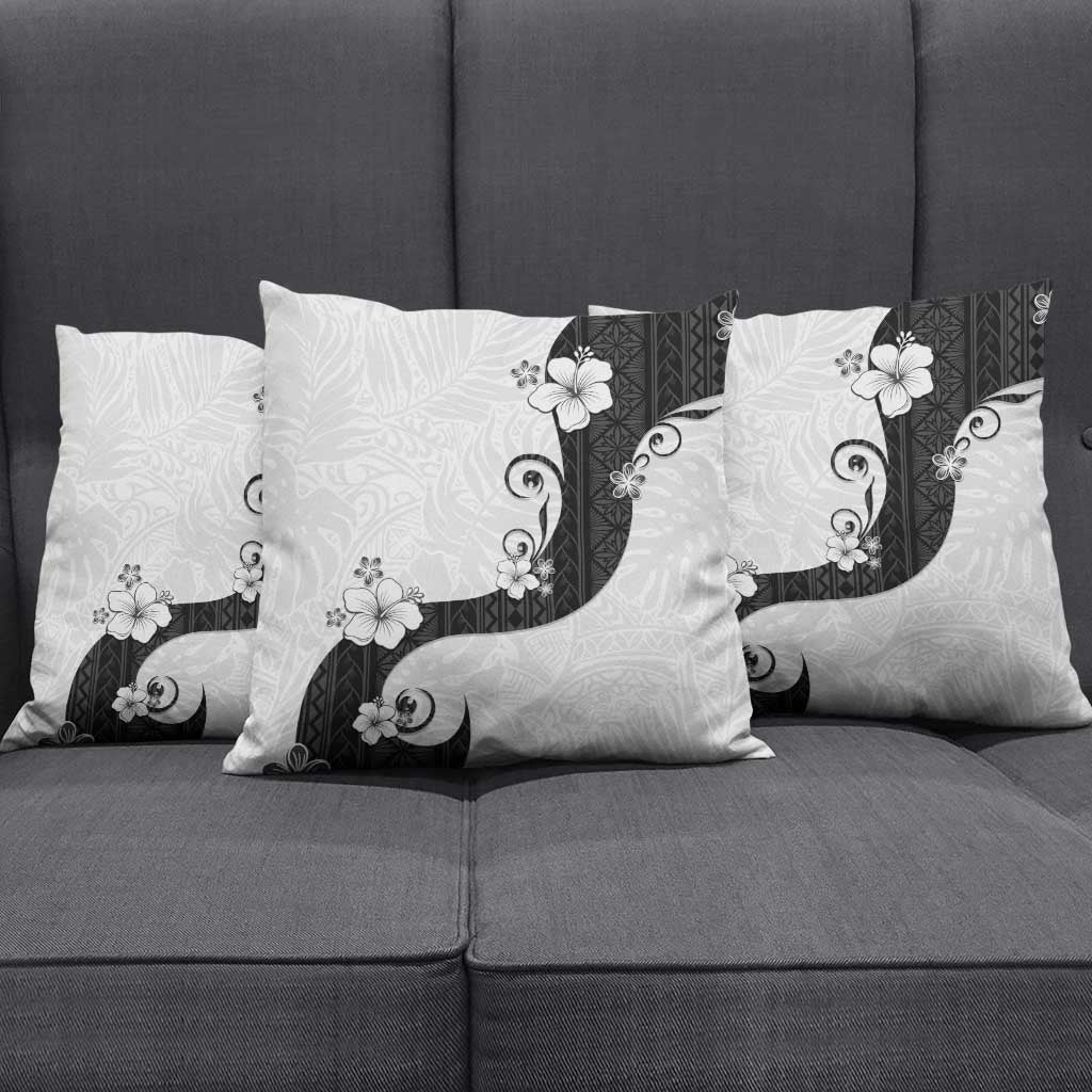 Polynesia Hibiscus Pillow Cover White Curve Motif LT05 - Polynesian Pride