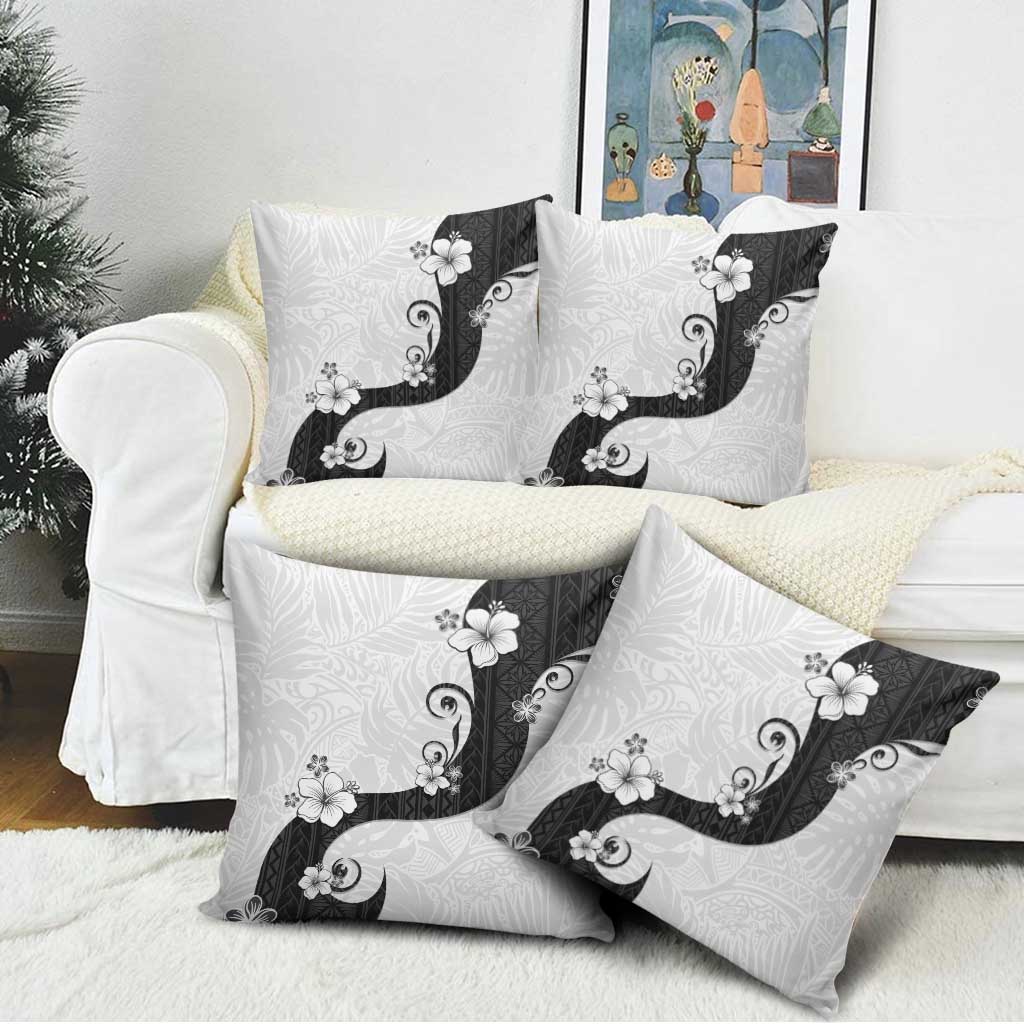 Polynesia Hibiscus Pillow Cover White Curve Motif LT05 - Polynesian Pride