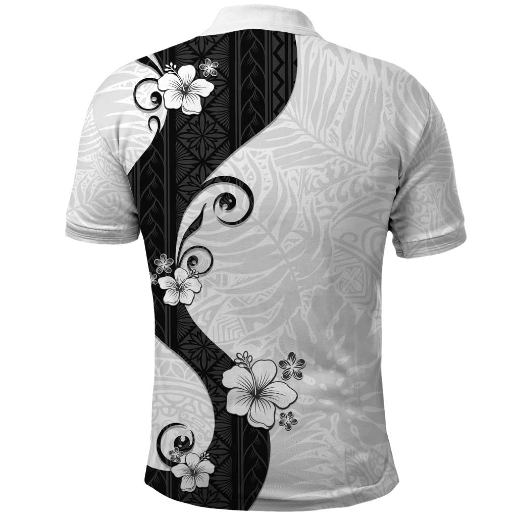 Polynesia Hibiscus Polo Shirt White Curve Motif LT05 - Polynesian Pride