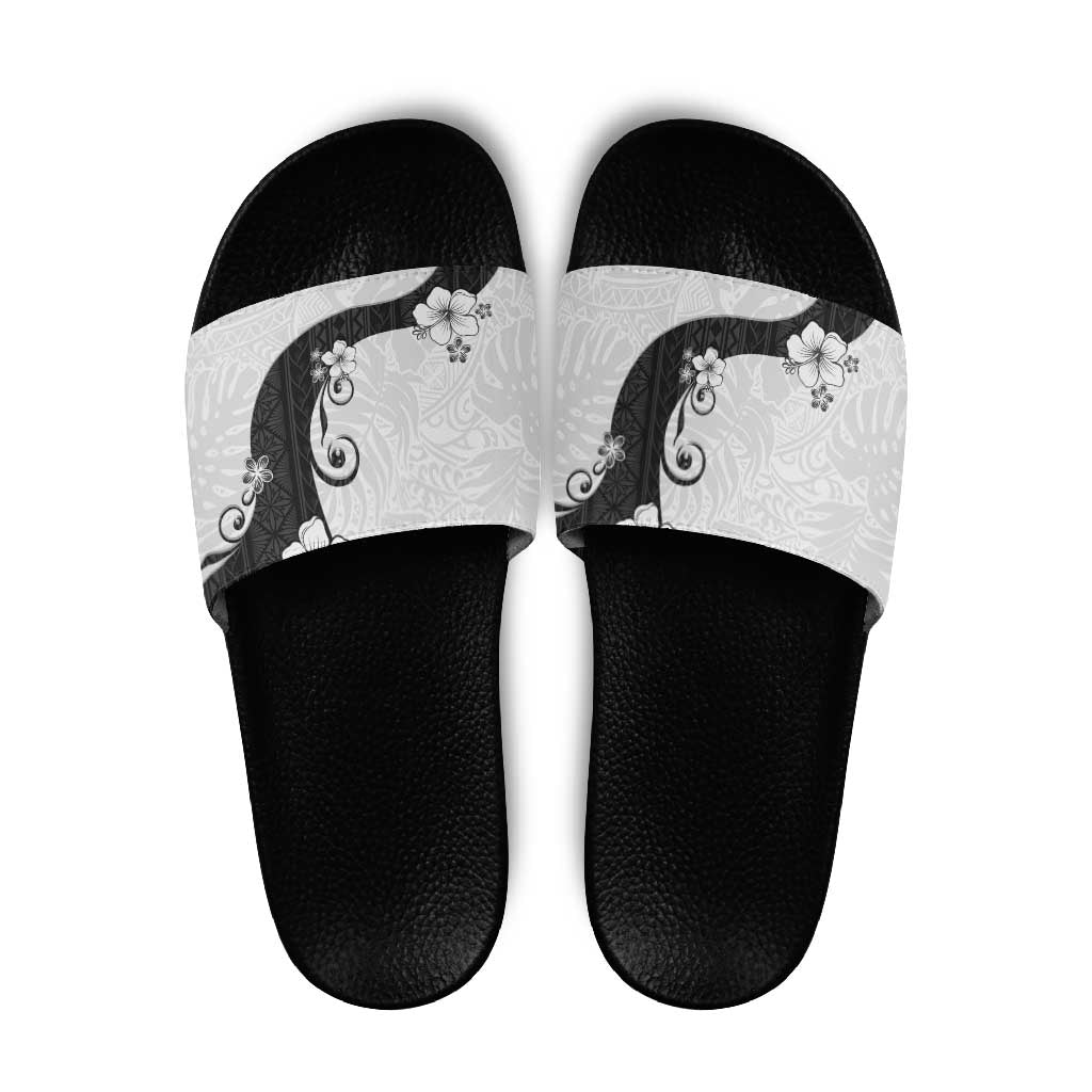 Polynesia Hibiscus Slide Sandals White Curve Motif LT05 White - Polynesian Pride