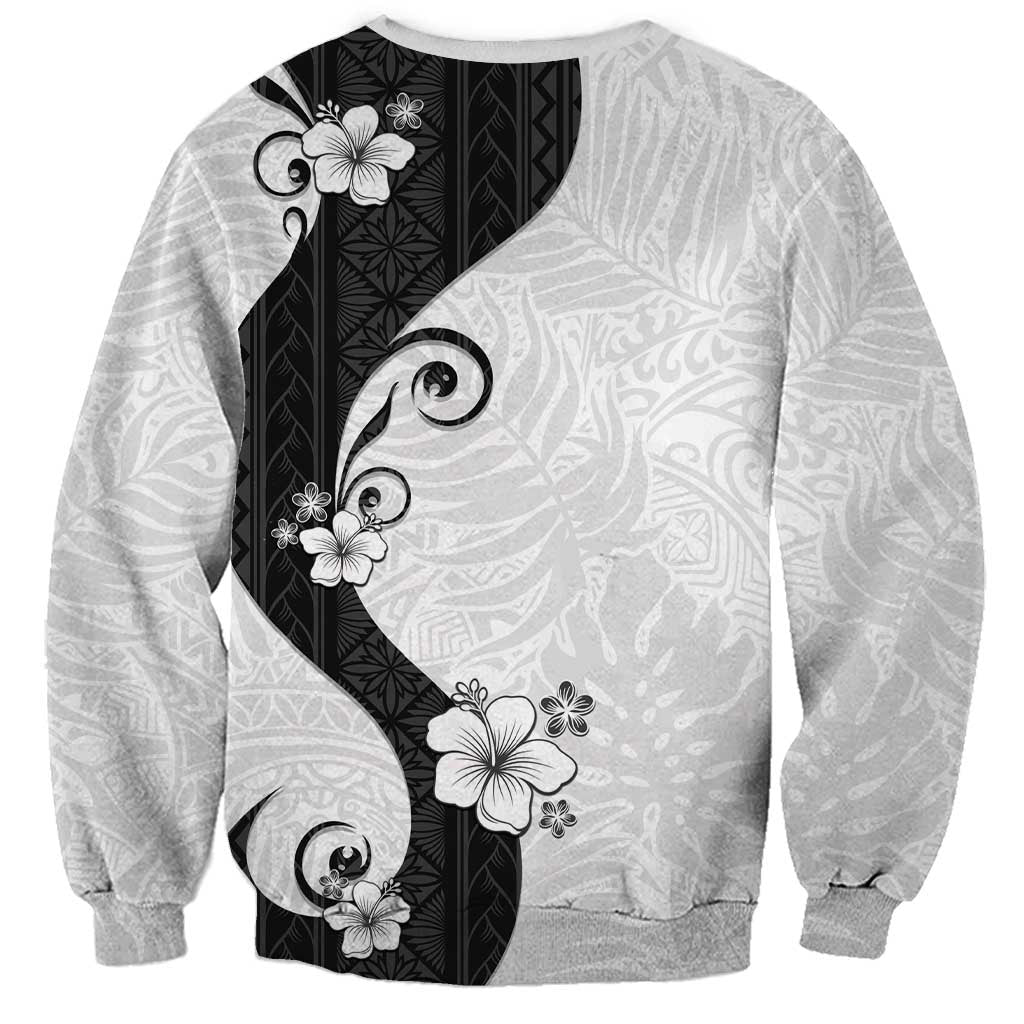 Polynesia Hibiscus Sweatshirt White Curve Motif LT05 - Polynesian Pride